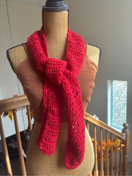 Accessories - Men’s or Women’s Red Handmade Crochet Scarf